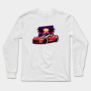 Red Corvette Z06 Retro Style Long Sleeve T-Shirt